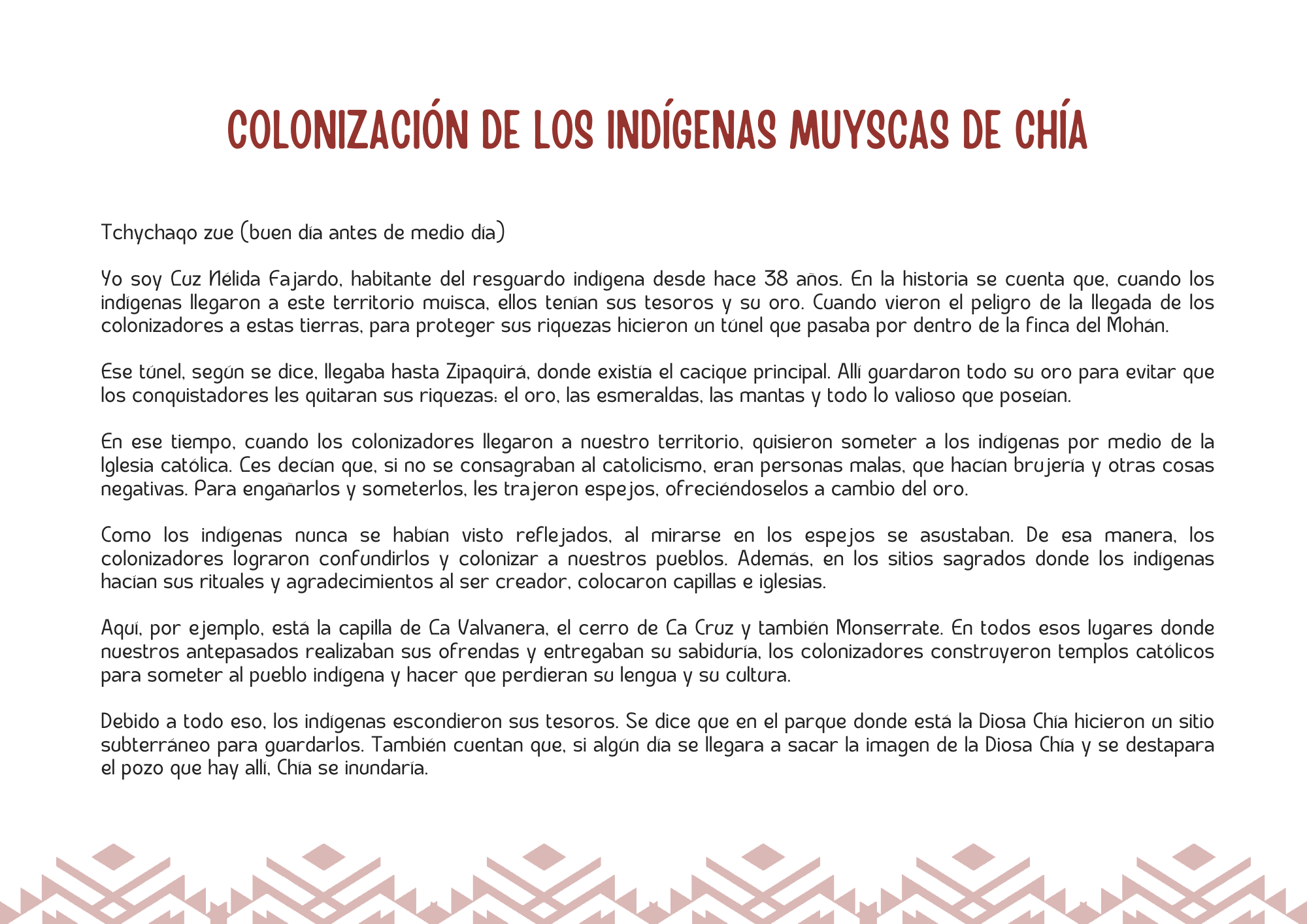 COLONIZACIÓN DE LOS INDÍGENAS MUYSCAS DE CHÍA